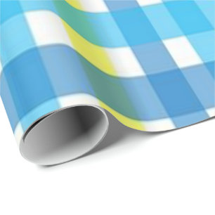 Glosswrapping Paper Blue Yellow Kariert Geschenkpapier