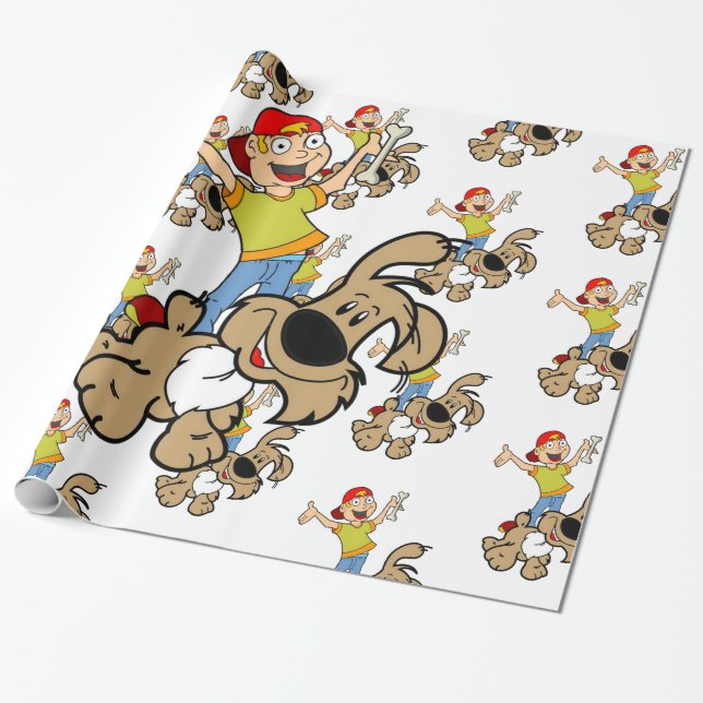 Glosswrapping Paper, Boy Dog Bones Geschenkpapier (Ungerollt)