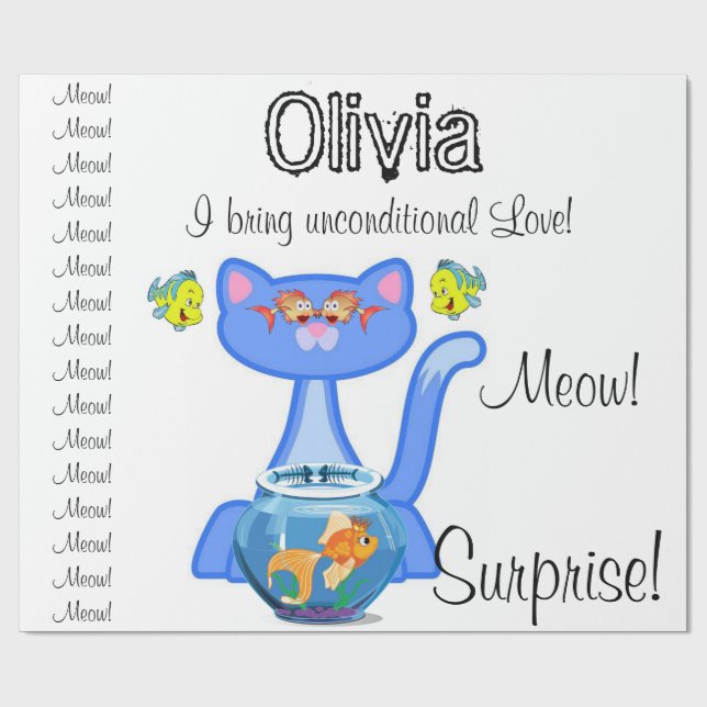 Glosswrapping Paper, Feline Cat Überraschung Geschenkpapier (Flach)