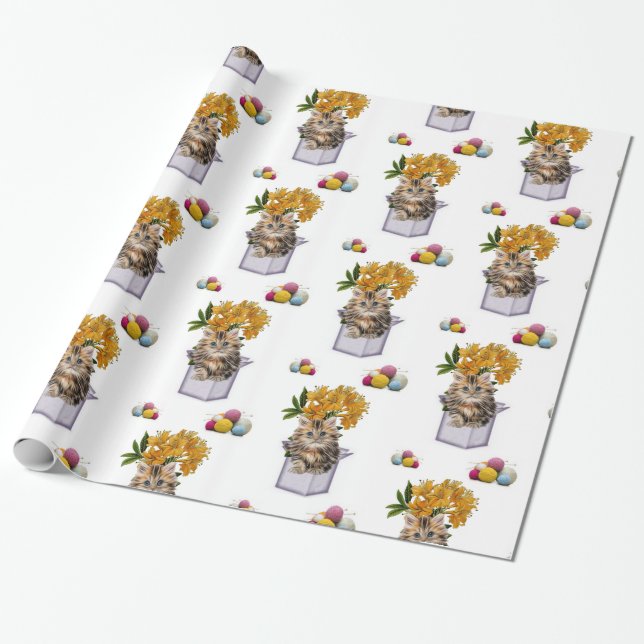 Glosswrapping Paper, Kitten Cat Box Garn Geschenkpapier (Ungerollt)