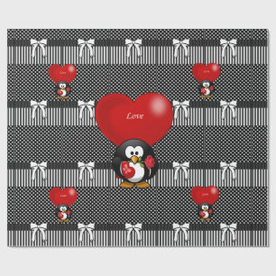 Glosswrapping Paper Pinguin Liebe Schwarz Geschenkpapier