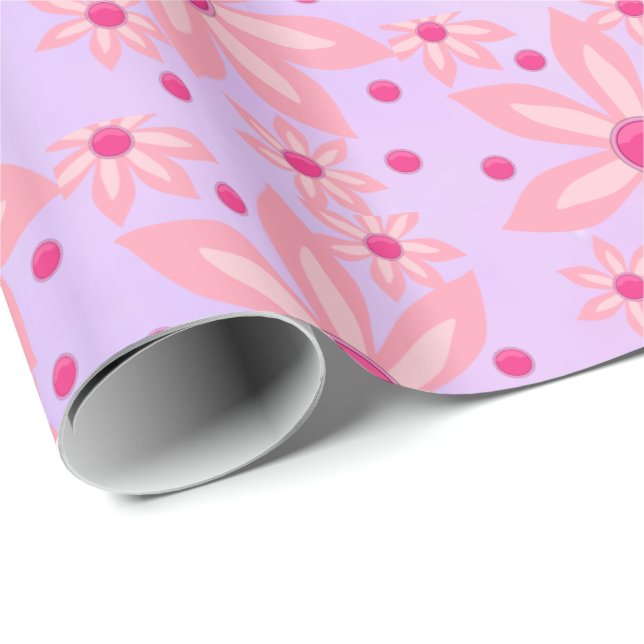 Glosswrapping Paper Pink Blume Geschenkpapier (Rolleneckpunkt)