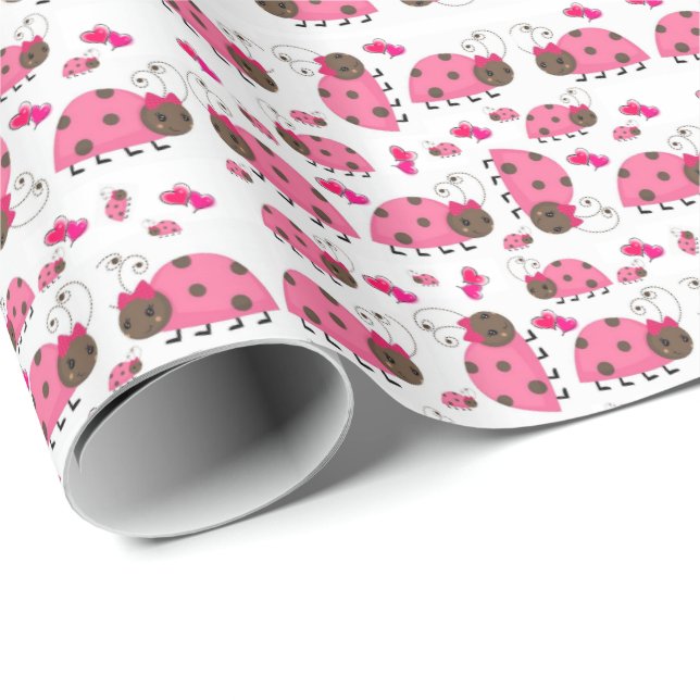 Glosswrapping Paper Pink Ladybug Geschenkpapier (Rolleneckpunkt)