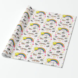 Glosswrapping Paper, Rainbow Sun Clouds Cows Geschenkpapier