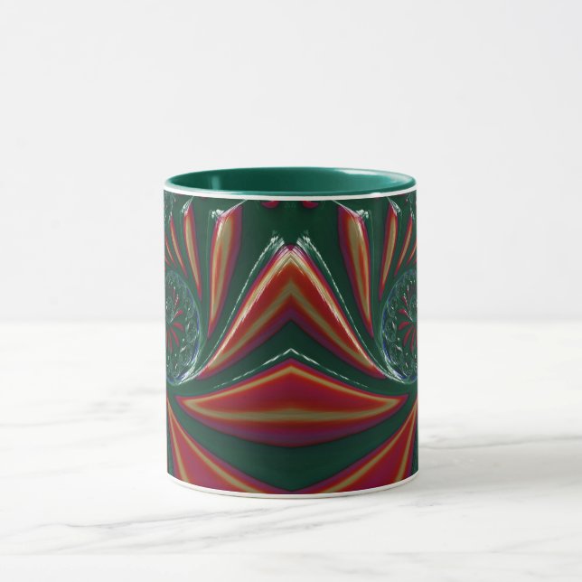GLOSSY 3D Glossy Green Xmas Fraktal ~ Tasse (Zentrum)