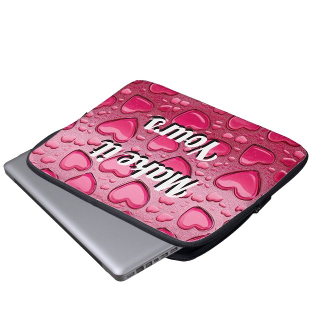 Glossy 3D Pink Jelly Hearts Laptop Sleeve (Vorne Knopf)