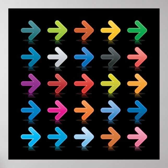 Glossy Arrows Set Vibrant Directional Pointers Poster (Vorne)