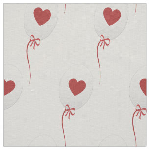 Glossy Balloon Red Hearts Pattern Stoff