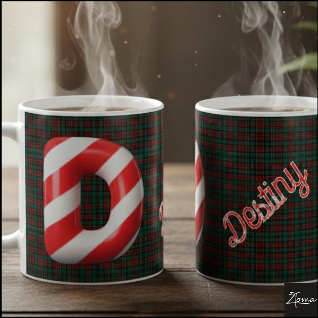 Glossy Candy Cane Striped Christmas Letter D Kaffeetasse (Von Creator hochgeladen)