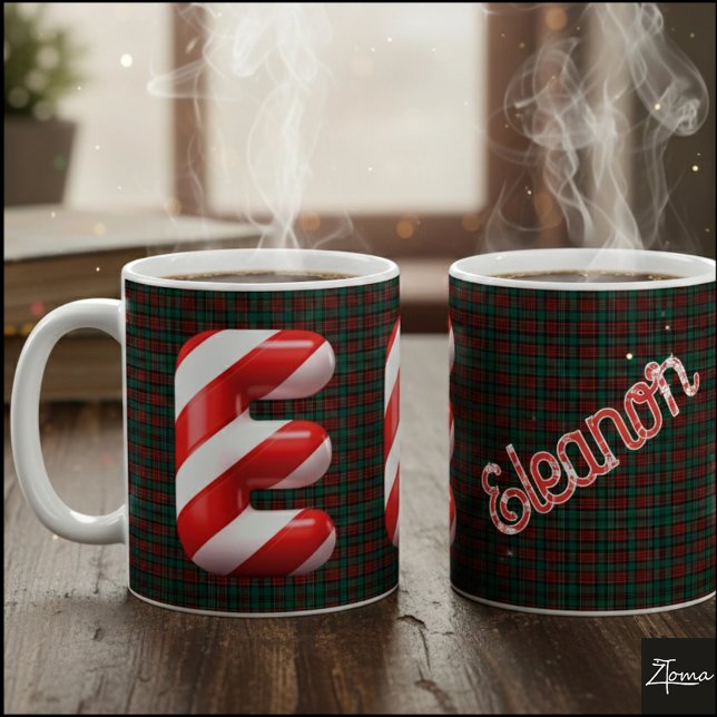 Glossy Candy Cane Striped Christmas Letter E Kaffeetasse (Von Creator hochgeladen)