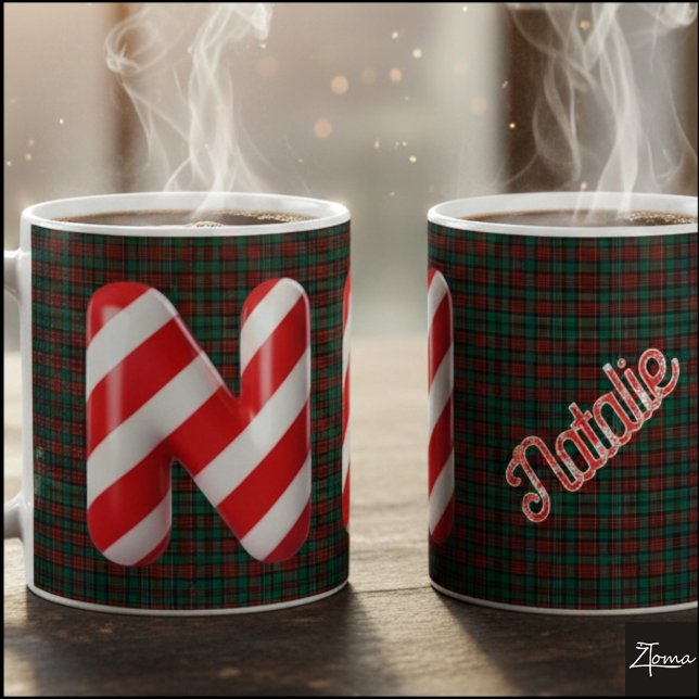 Glossy Candy Cane Striped Christmas Letter N Kaffeetasse (Von Creator hochgeladen)