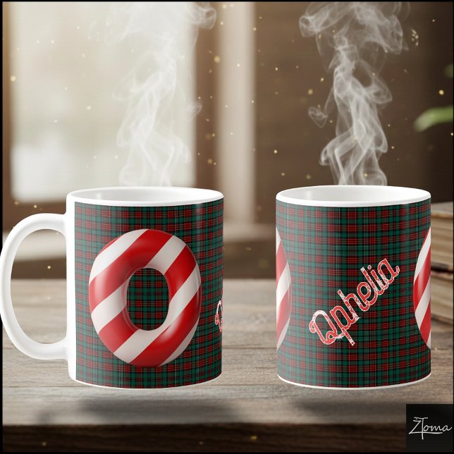 Glossy Candy Cane Striped Christmas Letter O Kaffeetasse (Von Creator hochgeladen)