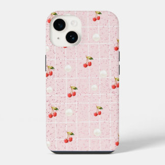 Glossy Cherries & Pearls - iPhone Case 14 Hülle