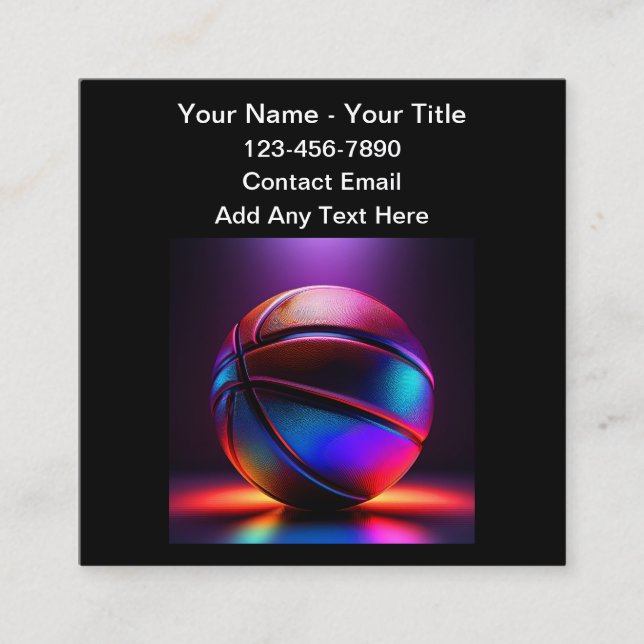 Glossy Cool Basketball Theme Visitenkarten Quadratische Visitenkarte (Vorderseite)