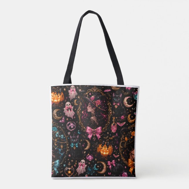 Glossy Coquette Witch Halloween Tote Bag (Rückseite)
