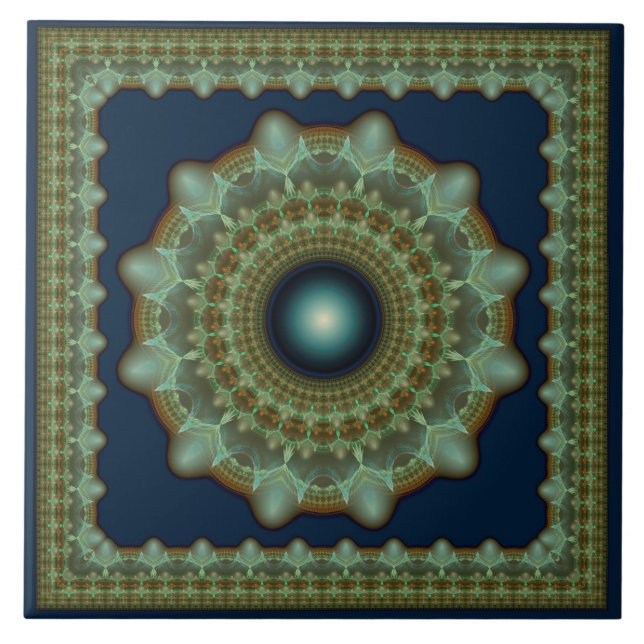 Glossy fabelhafte Fraktal-Ornament Fliese (Vorderseite)