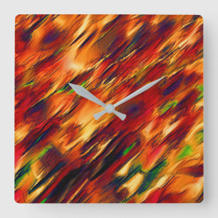 Glossy gefärbt von rot bis orange, ein wenig grün quadratische wanduhr