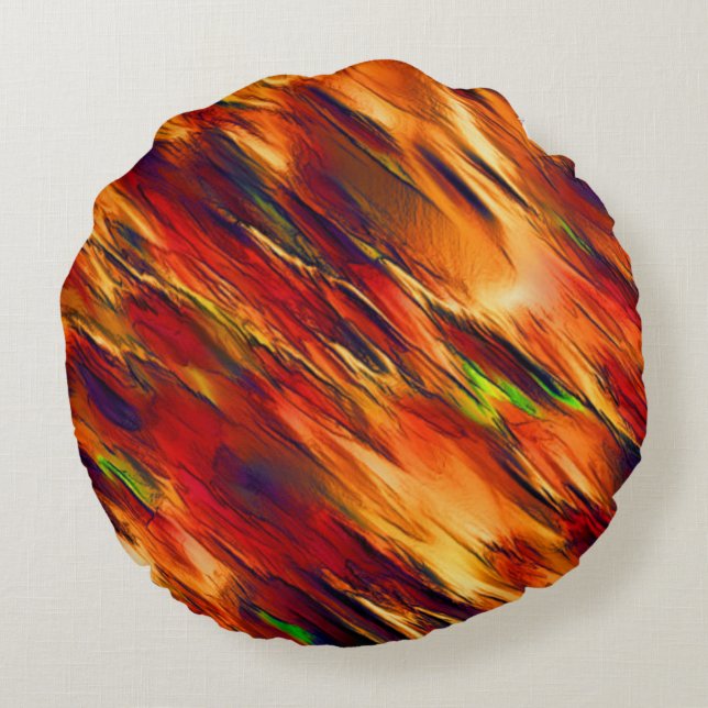 Glossy gefärbt von rot bis orange, ein wenig grün rundes kissen (Rückseite)