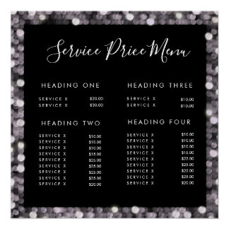 Glossy Glam Service Price List Menü Bearbeiten Dru Poster