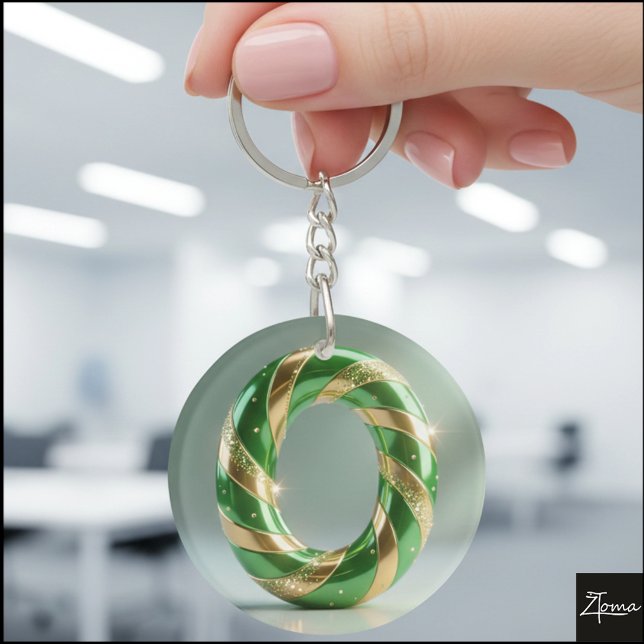 Glossy Green Gold Glitter Striped Letter O Schlüsselanhänger (Von Creator hochgeladen)