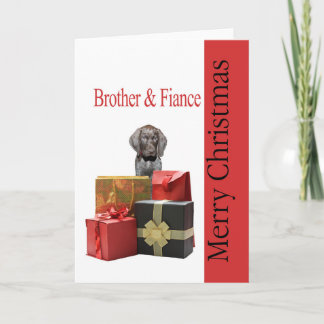 Glossy Grizzly Brother & Verlobte Frohe Weihnachte Feiertagskarte