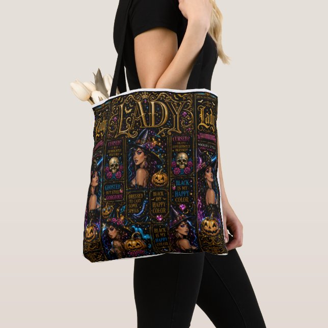 Glossy Halloween Lady Witch Collage Tote Bag (Von Nahem)