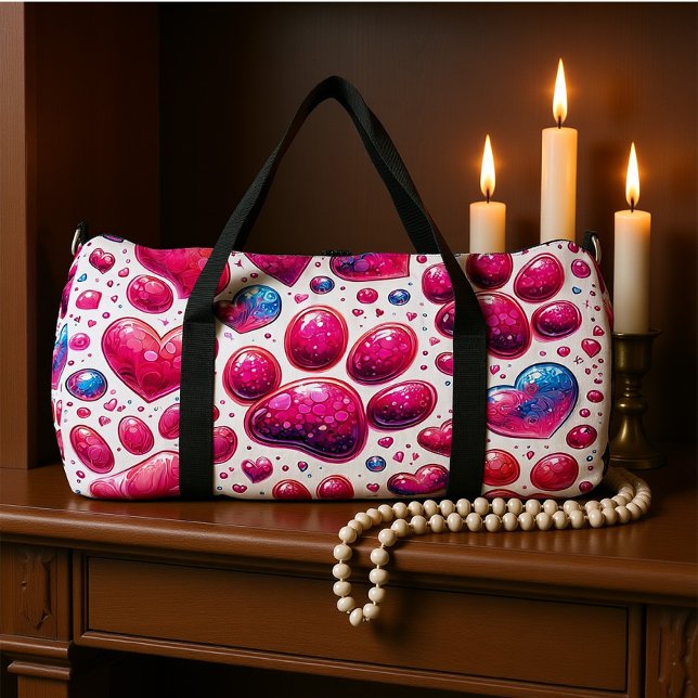 Glossy Heart Bubble Pattern Travel Duffle Bag (Von Creator hochgeladen)
