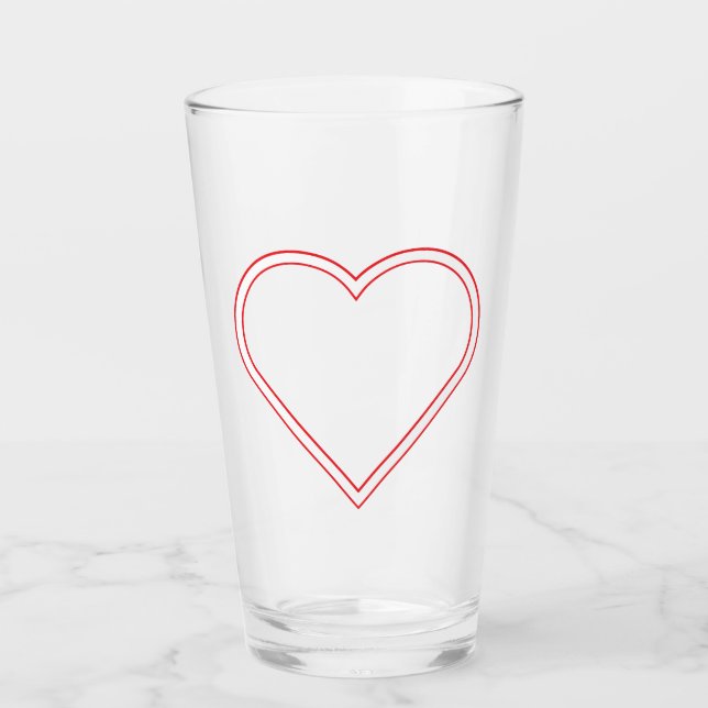 Glossy Heart Glass Tumbler - Elegante Liebe (Vorderseite)