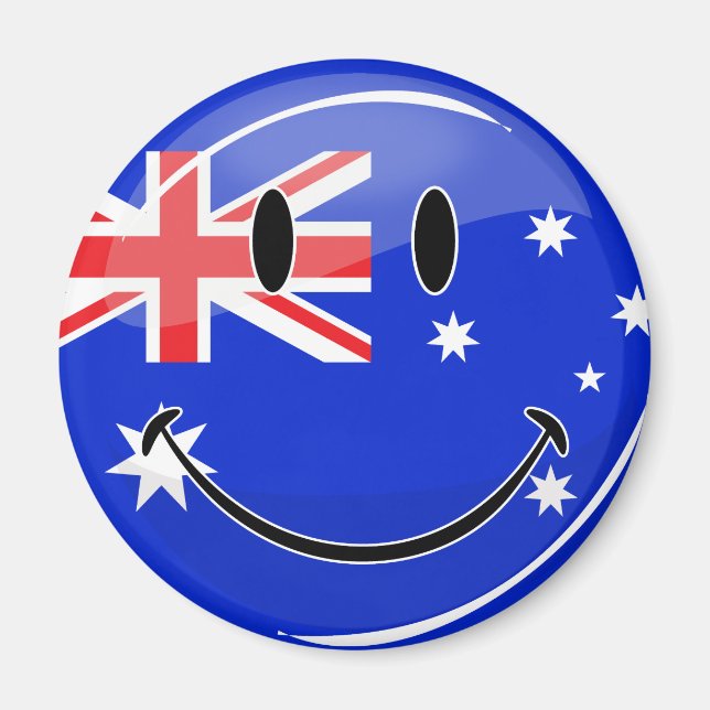 Glossy Lächeln australische Flagge Magnet (Vorne)