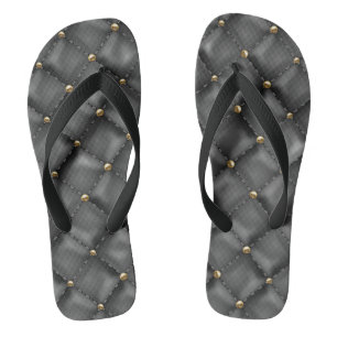 Glossy Leder Textur mit Gold Perlen Flip Flops