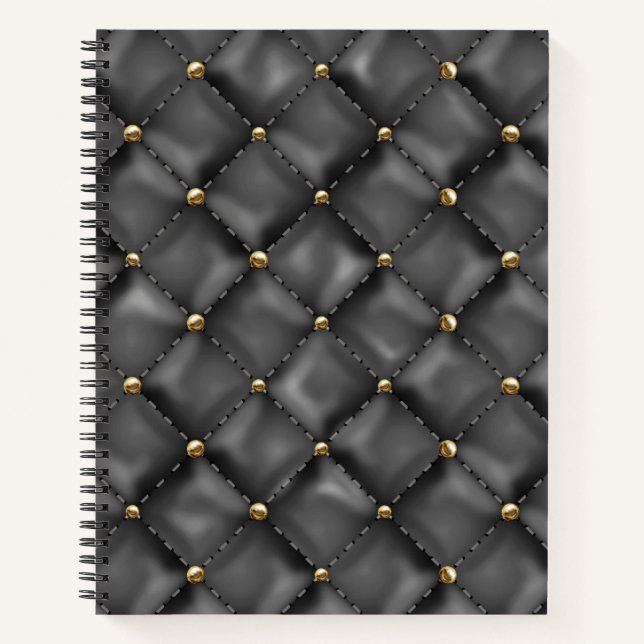 Glossy Leder Textur mit Gold Perlen Notizbuch (Vorderseite)