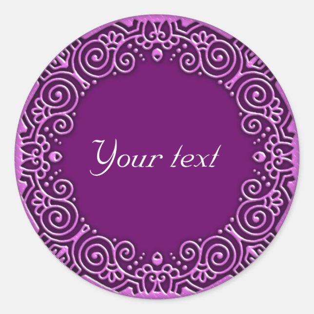 Glossy lilac Ornament Runder Aufkleber (Vorderseite)