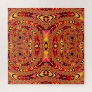Glossy Orange Striped Fraktal Quad Spiralen Puzzle