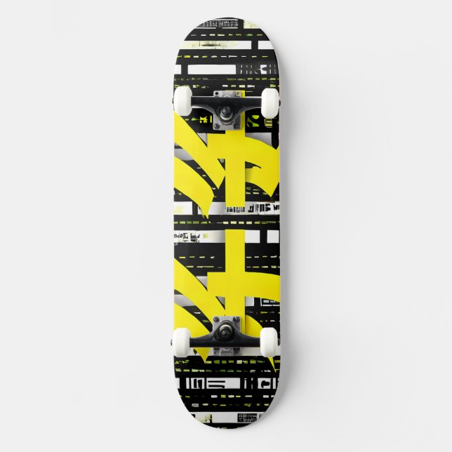 Glossy Pink Donut with Dark Sprinkles Skateboard (Vorderseite)
