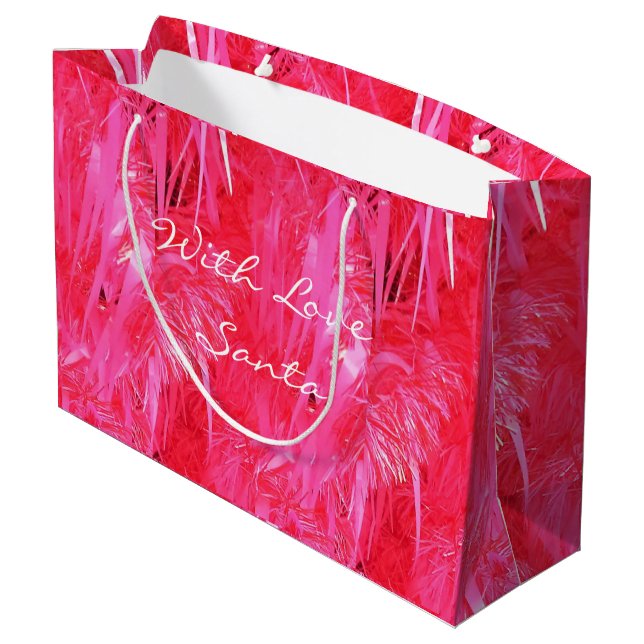 Glossy Pink Frohe Weihnachtsgeschenk Beutel Custom Große Geschenktüte (Rückseite Schrägansicht)