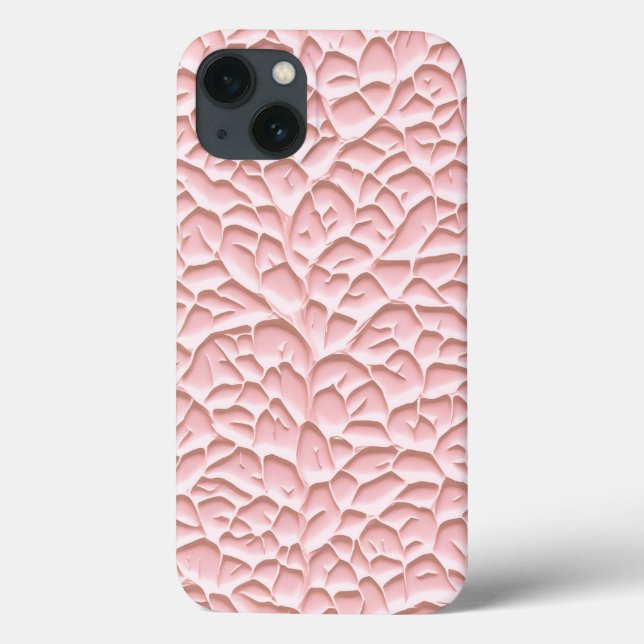 Glossy Pink iPhone Case with Textured Relief (Rückseite)