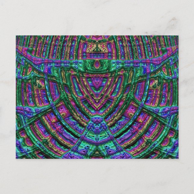 Glossy Postcard 3D Green Blue Lila Zany Postkarte (Vorderseite)