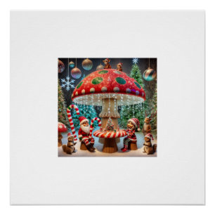 Glossy Poster: Weihnachts-Pilzdesign Poster