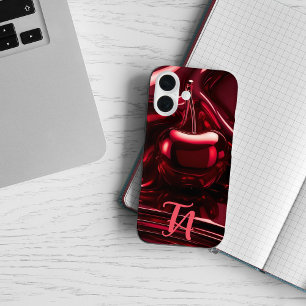 Glossy Red Cherry Monogram iPhone / iPad Gehäuse iPhone 16 Hülle