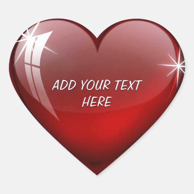 Glossy Red Heart Herz-Aufkleber (Vorderseite)