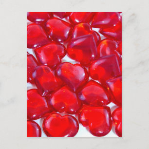 Glossy Red Hearts Postkarte