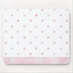 Glossy rosa POLKA DOTS PERSONALISIEREN SIE IHREN N Mousepad