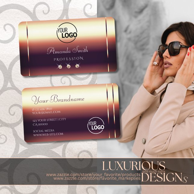 Glossy Rose Gold Optics Sparkle Diamonds hinzufüge Visitenkarte (Von Creator hochgeladen)