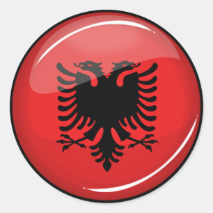 Glossy Round albanische Flagge Runder Aufkleber