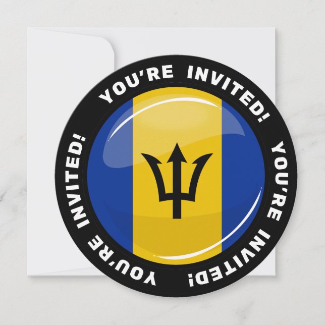 Glossy Round Flag von Barbados Einladung (Vorderseite)