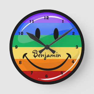 Glossy Round Gay Pride Flag Runde Wanduhr
