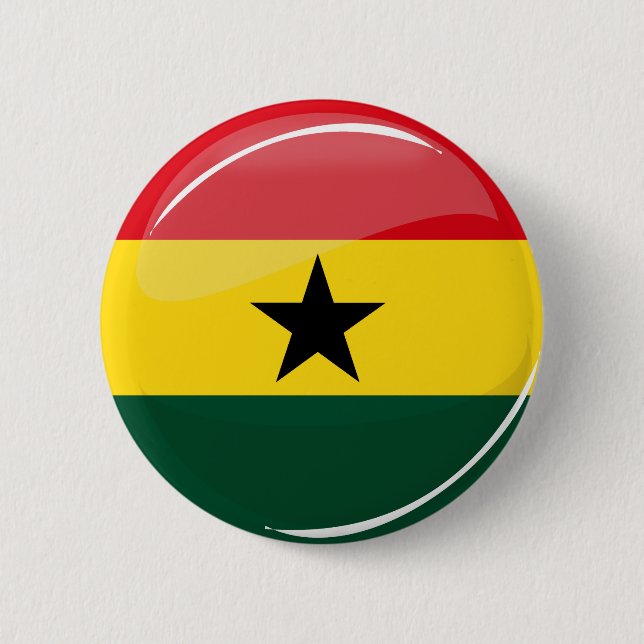 Glossy Round Ghanian Flag Button (Vorderseite)