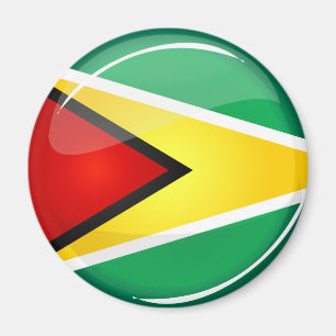 Glossy Round Guyana Flag Magnet