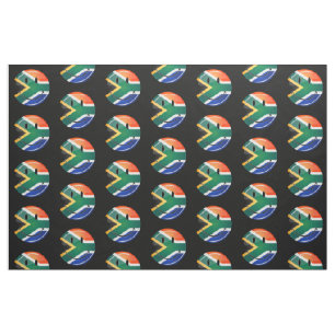 Glossy Round Happy South African Flag Stoff