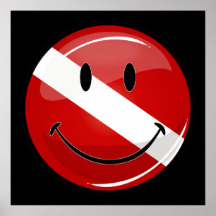 Glossy Round Lächelndes Flag Poster